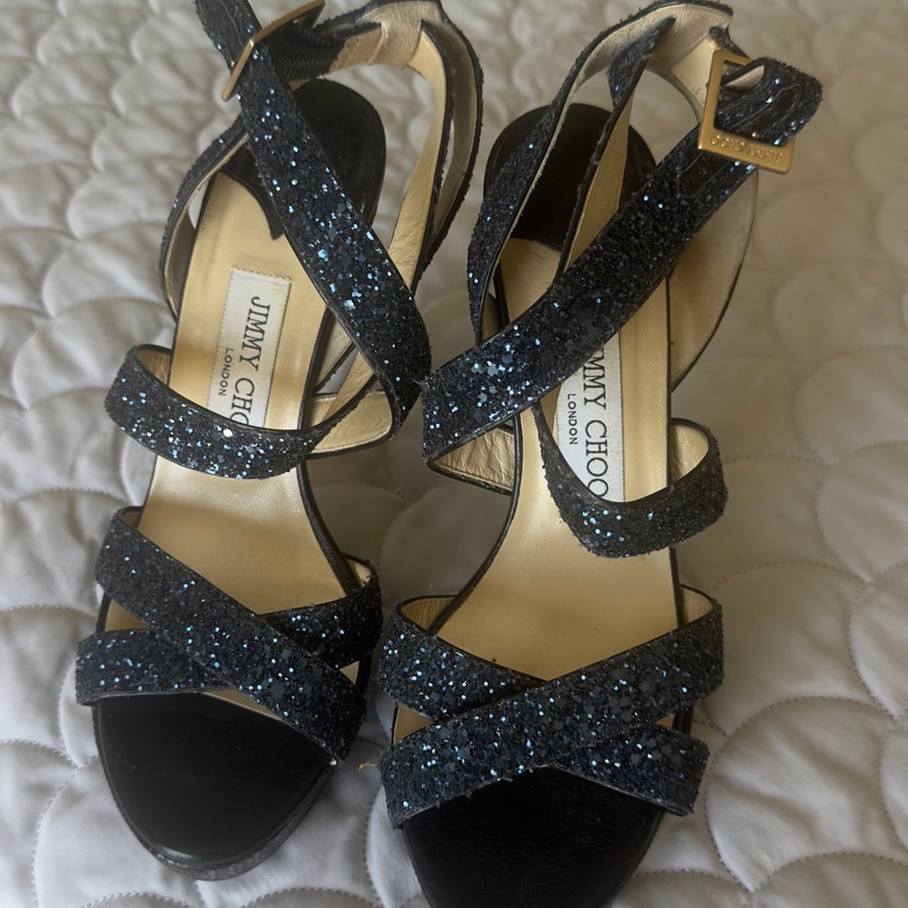 Jimmy Choo Black and Silver Sandals